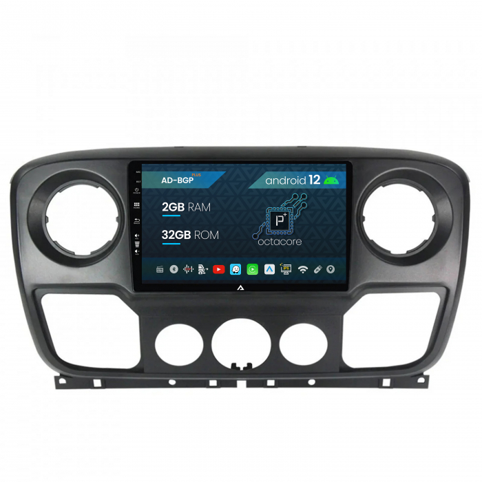 Navigatie Opel Movano Renault Master (2011-2021), Android 12, P-Octacore 2GB RAM + 32GB ROM, 9 Inch - AD-BGP10002+AD-BGRKIT380V2