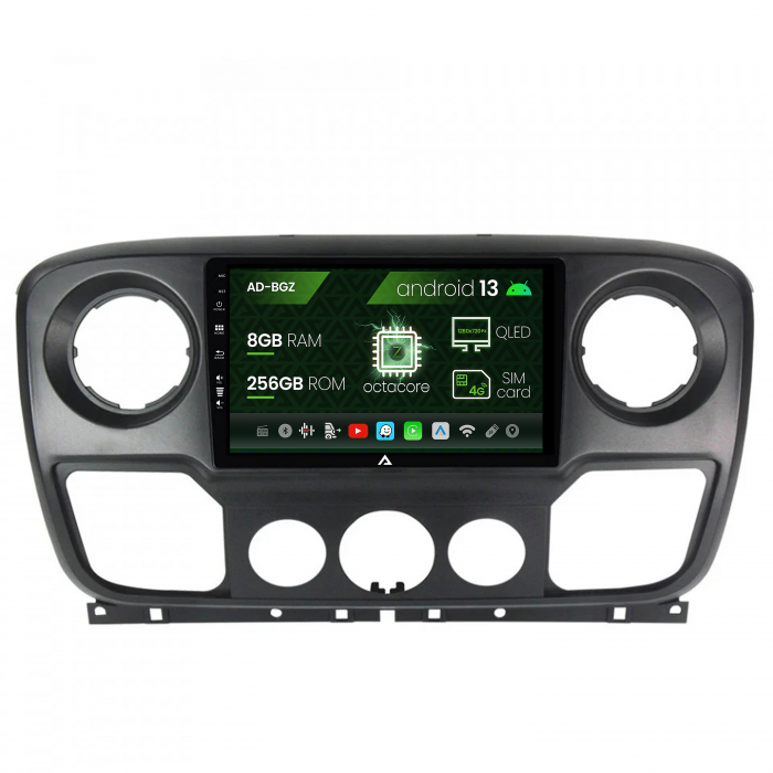 Navigatie Opel Movano   Renault Master (2011-2021), Android 13, Z-Octacore   8GB RAM + 256GB ROM, 10.1 Inch - AD-BGZ10008+AD-BGRKIT380V2