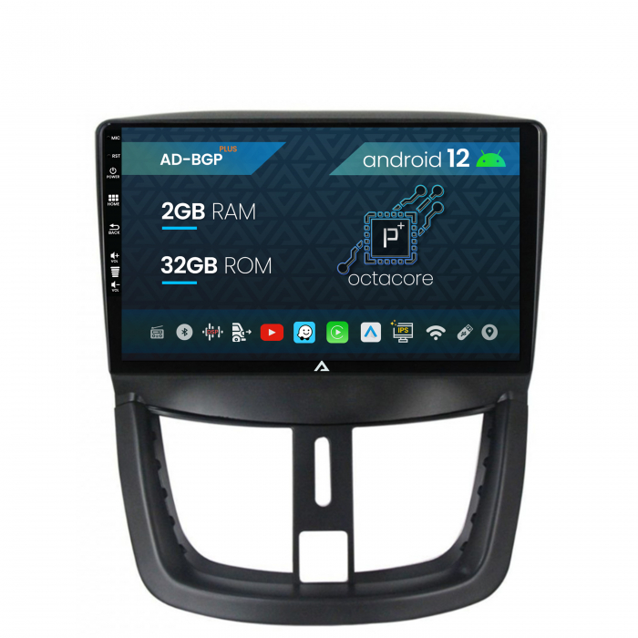 Navigatie Peugeot 207, Android 12, P-Octacore 2GB RAM + 32GB ROM, 9 Inch - AD-BGP9002+AD-BGRKIT263