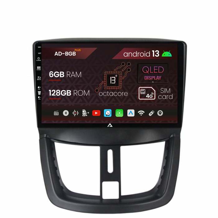 Navigatie Peugeot 207, Android 13, B-Octacore 6GB RAM + 128GB ROM, 9 Inch - AD-BGB9006+AD-BGRKIT263