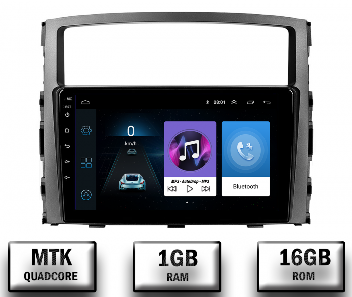 Navigatie Mitsubishi Pajero (2006-2014), Android 10, P-Quadcore 1GB RAM + 16GB ROM, 9 Inch - AD-BGP9001+AD-BGRKIT271