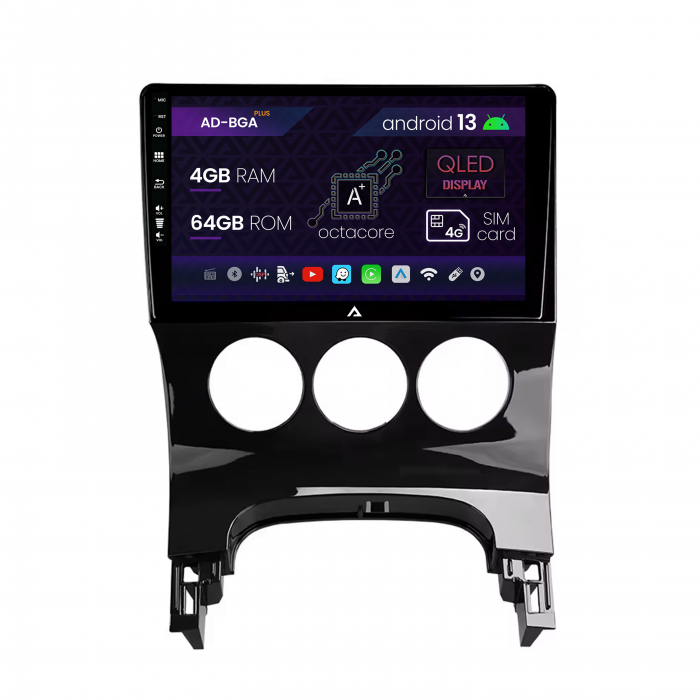 Navigatie Peugeot 3008 5008, Android 13, A-Octacore   4GB RAM + 64GB ROM, 9 Inch - AD-BGA9004+AD-BGRKIT260