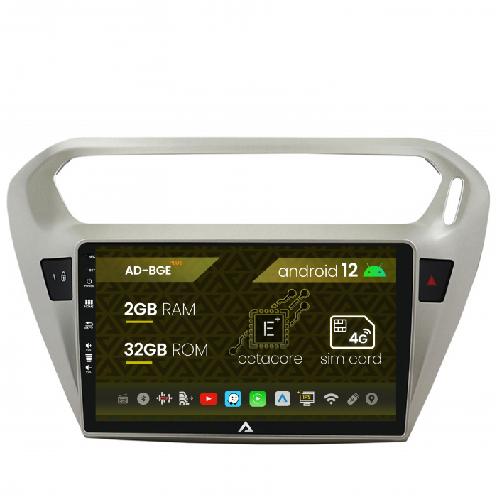 Navigatie Peugeot 301   Citroen C-Elysee, Android 12, E-Octacore   2GB RAM + 32GB ROM, 9 Inch - AD-BGE9002+AD-BGRKIT255