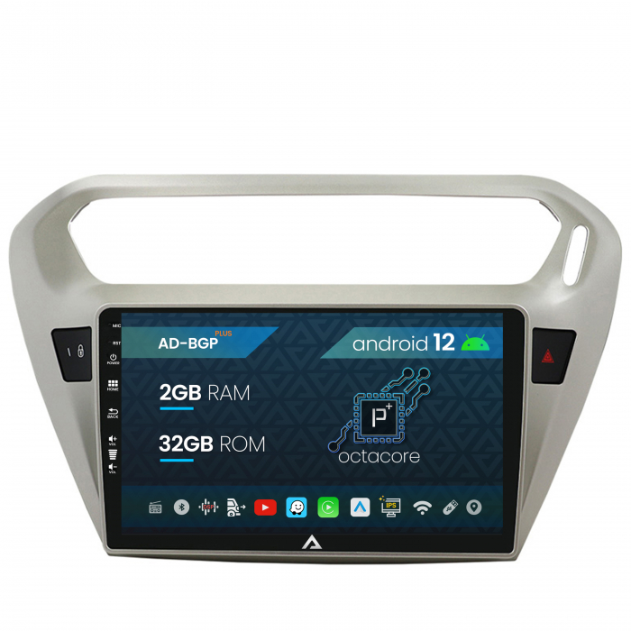 Navigatie Peugeot 301   Citroen C-Elysee, Android 12, P-Octacore   2GB RAM + 32GB ROM, 9 Inch - AD-BGP9002+AD-BGRKIT255