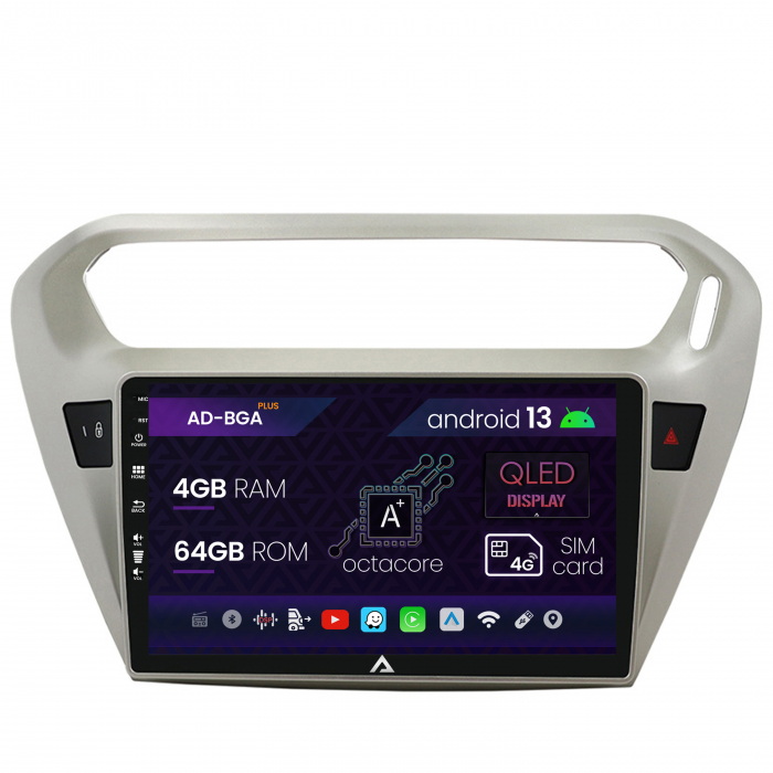 Navigatie Peugeot 301 Citroen C-Elysee, Android 13, A-Octacore 4GB RAM + 64GB ROM, 9 Inch - AD-BGA9004+AD-BGRKIT255