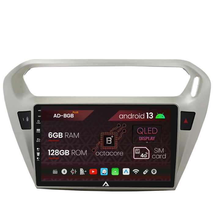 Navigatie Peugeot 301   Citroen C-Elysee, Android 13, B-Octacore   6GB RAM + 128GB ROM, 9 Inch - AD-BGB9006+AD-BGRKIT255