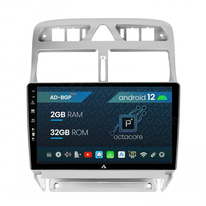 Navigatie Peugeot 307, Android 12, P-Octacore 2GB RAM + 32GB ROM, 9 Inch - AD-BGP9002+AD-BGRKIT266