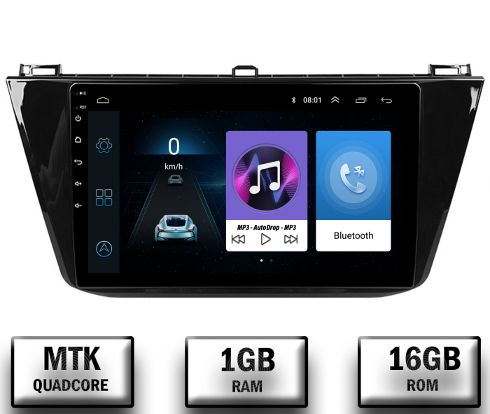 Navigatie Volkswagen Tiguan (2016+), P-Quadcore 1GB RAM + 16GB ROM, 10.1 Inch - AD-BGP10001+AD-BGRKIT036