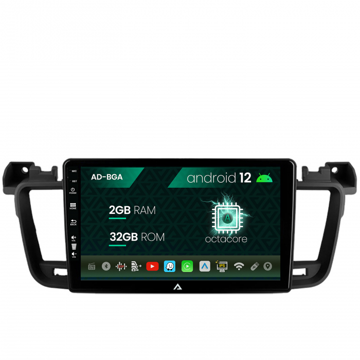 Navigatie Peugeot 508 (2010-2018), Android 13, A-Octacore 2GB RAM + 32GB ROM, 9 Inch - AD-BGA9002+AD-BGRKIT264