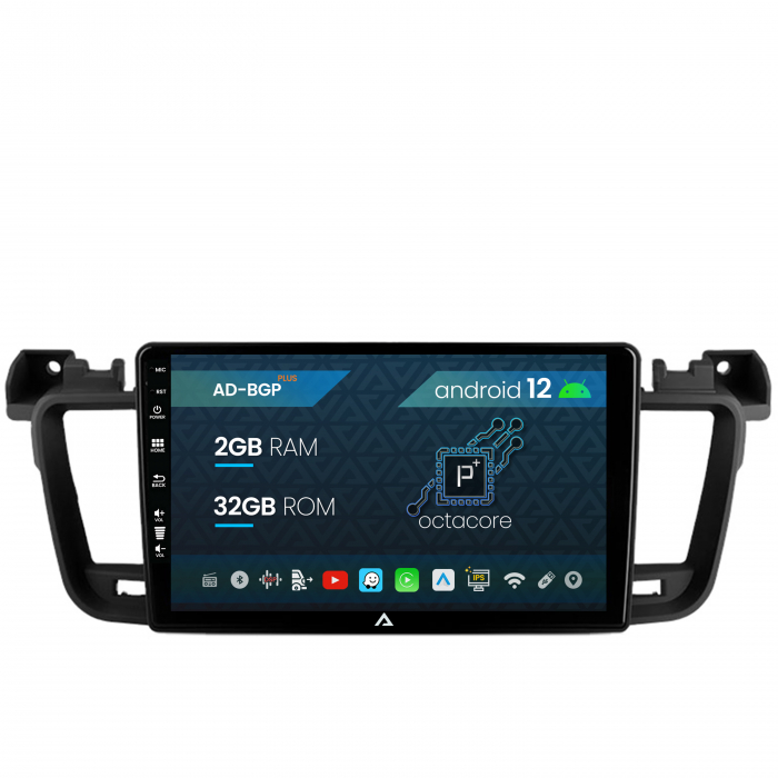 Navigatie Peugeot 508 (2010-2018), Android 12, P-Octacore   2GB RAM + 32GB ROM, 9 Inch - AD-BGP9002+AD-BGRKIT264