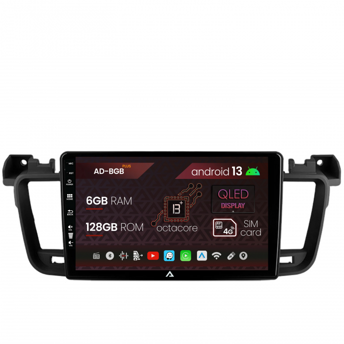 Navigatie Peugeot 508 (2010-2018), Android 13, B-Octacore   6GB RAM + 128GB ROM, 9 Inch - AD-BGB9006+AD-BGRKIT264
