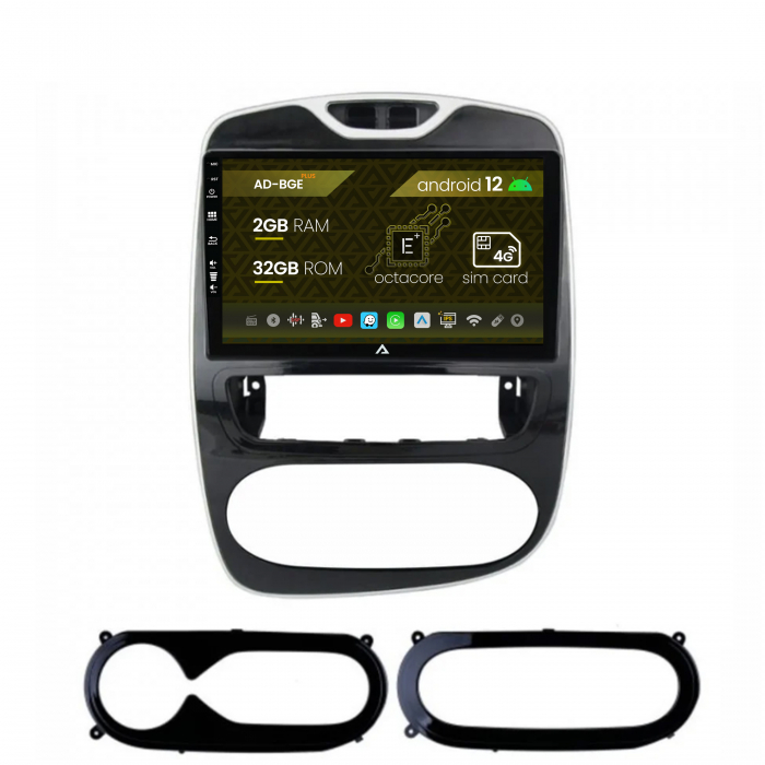 Navigatie Renault Clio IV (2016-2019), Android 12, E-Octacore   2GB RAM + 32GB ROM, 9 Inch - AD-BGE9002+AD-BGRKIT369-1619