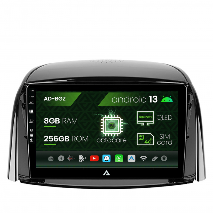 Navigatie Renault Koleos (2009-2016), Android 13, Z-Octacore   8GB RAM + 256GB ROM, 9 Inch - AD-BGZ9008+AD-BGRKIT365