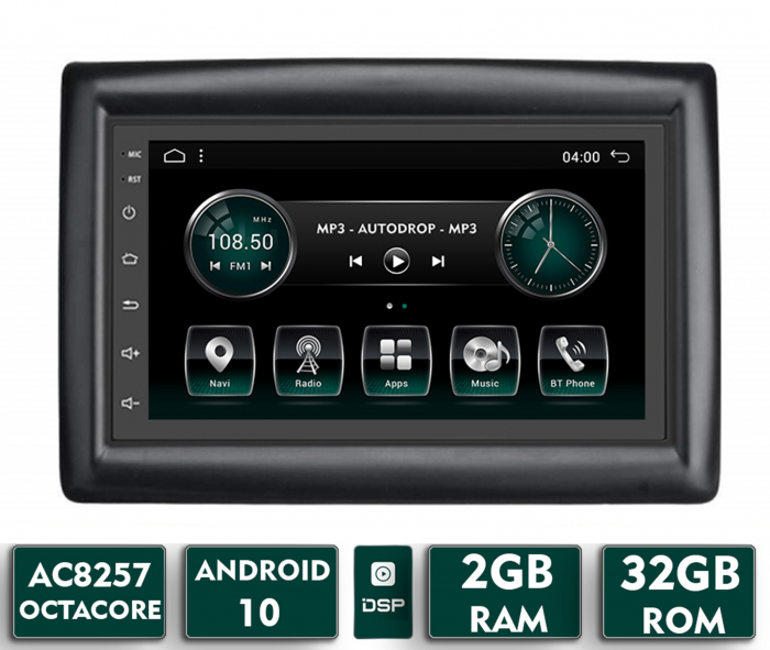 Navigatie Renault Megane 2 (2002-2009), Android 13, A-Octacore 2GB RAM + 32GB ROM, 7 Inch - AD-BGA1002+AD-BGRRE0032DIN