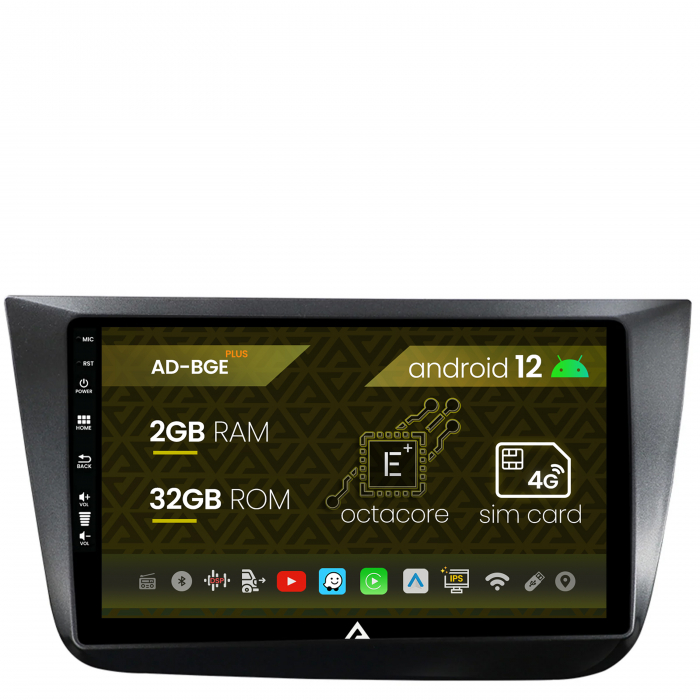 Navigatie Seat Altea Toledo (2005-2012), Android 12, E-Octacore 2GB RAM + 32GB ROM, 9 Inch - AD-BGE9002+AD-BGRKIT055