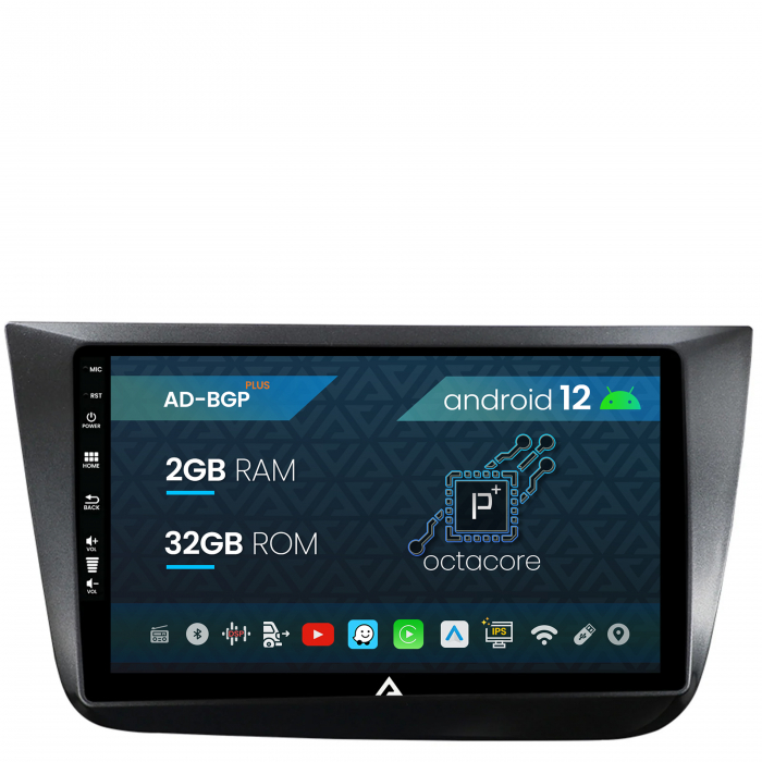 Navigatie Seat Altea Toledo (2005-2012), Android 12, P-Octacore 2GB RAM + 32GB ROM, 9 Inch - AD-BGP9002+AD-BGRKIT055