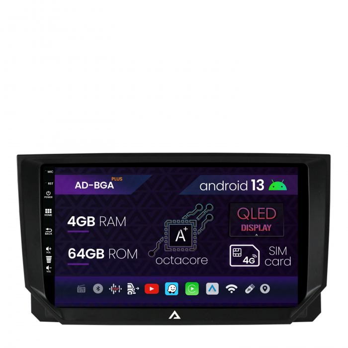 Navigatie Seat Ibiza (2017+), Android 13, A-Octacore 4GB RAM + 64GB ROM, 9 Inch - AD-BGA9004+AD-BGRKIT045