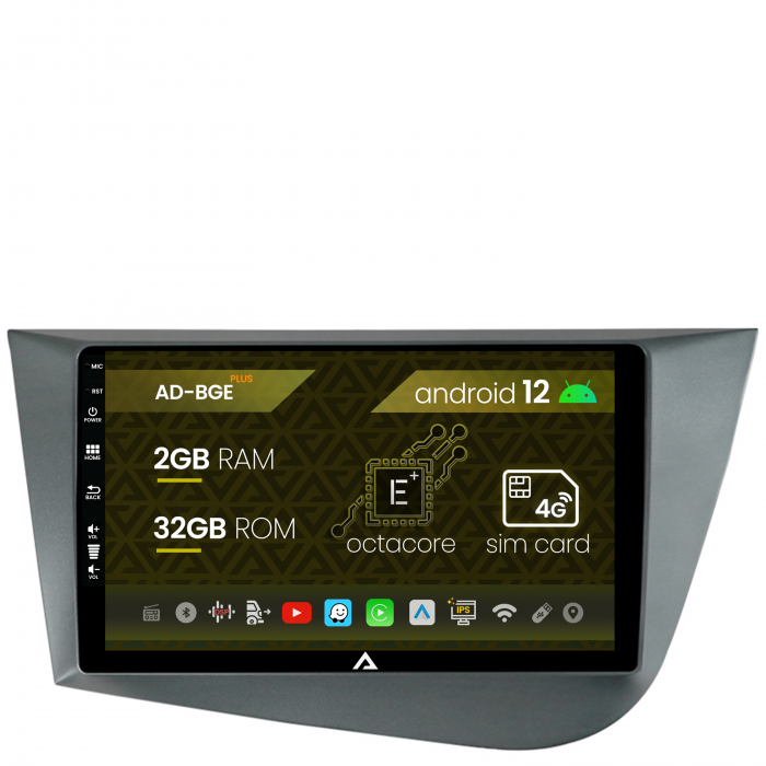 Navigatie Seat Leon (2005-2012), Android 12, E-Octacore 2GB RAM + 32GB ROM, 9 Inch - AD-BGE9002+AD-BGRKIT052