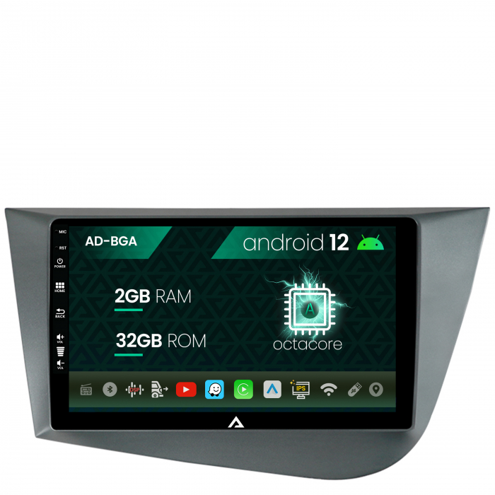 Navigatie Seat Leon (2005-2012), Android 13, A-Octacore 2GB RAM + 32GB ROM, 9 Inch - AD-BGA9002+AD-BGRKIT052