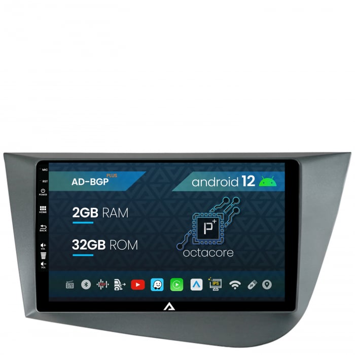 Navigatie Seat Leon (2005-2012), Android 12, P-Octacore 2GB RAM + 32GB ROM, 9 Inch - AD-BGP9002+AD-BGRKIT052