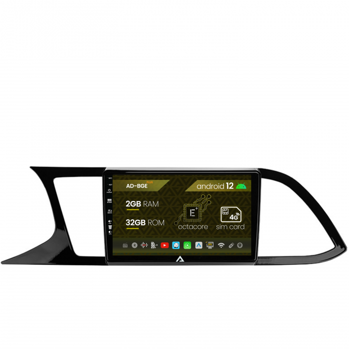 Navigatie Seat Leon 3 (2014-2020), Android 12, E-Octacore 2GB RAM + 32GB ROM, 9 Inch - AD-BGE9002+AD-BGRKIT047