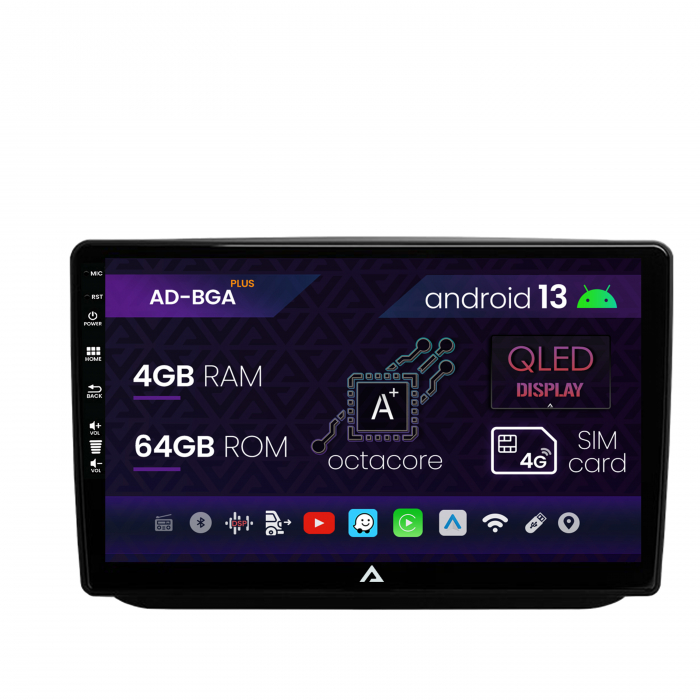 Navigatie Skoda Fabia (2007-2014), Android 13, A-Octacore   4GB RAM + 64GB ROM, 10.1 Inch - AD-BGA10004+AD-BGRKIT046