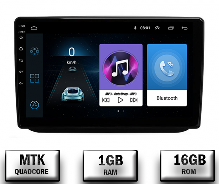 Navigatie Skoda Fabia (2007-2014), Android 10, P-Quadcore 1GB RAM + 16GB ROM, 10.1 Inch - AD-BGP10001+AD-BGRKIT046