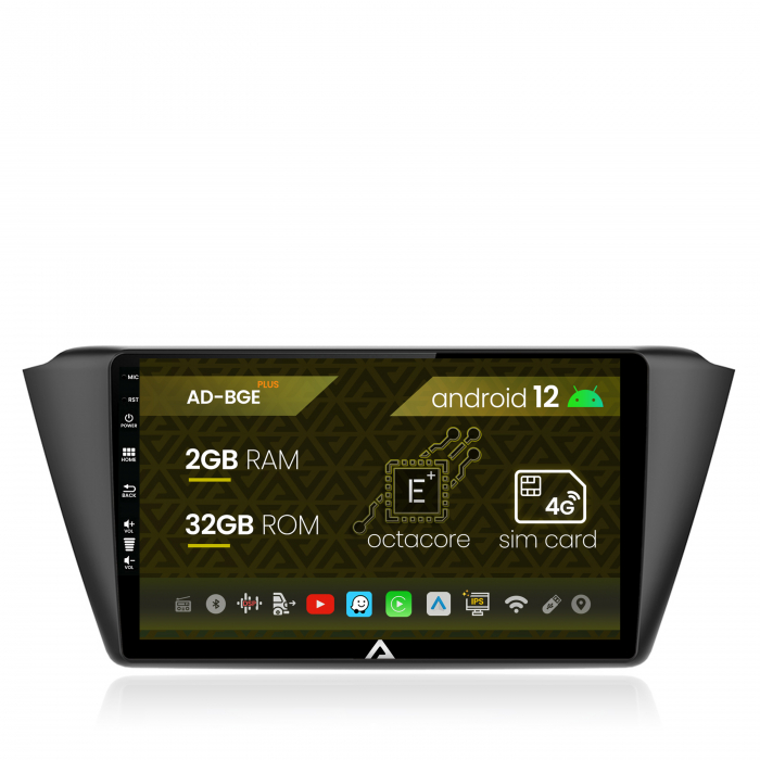 Navigatie Skoda Fabia (2015+), Android 12, E-Octacore 2GB RAM + 32GB ROM, 9 Inch - AD-BGE9002+AD-BGRKIT039