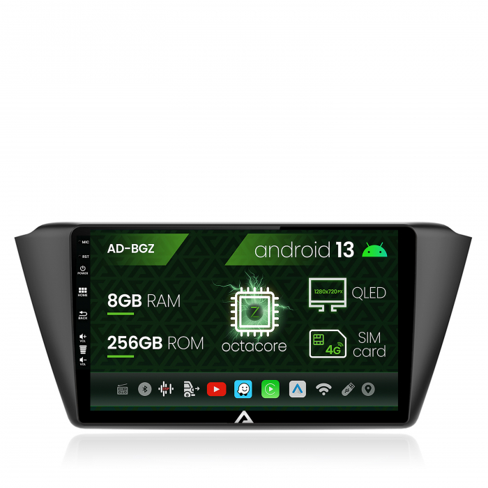 Navigatie Skoda Fabia (2015+), Android 13, Z-Octacore   8GB RAM + 256GB ROM, 9 Inch - AD-BGZ10008+AD-BGRKIT039