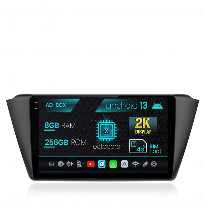 Navigatie Skoda Fabia (2015+), Android 13, X-Octacore 8GB RAM + 256GB ROM, 9.5 Inch - AD-BGX9008+AD-BGRKIT039