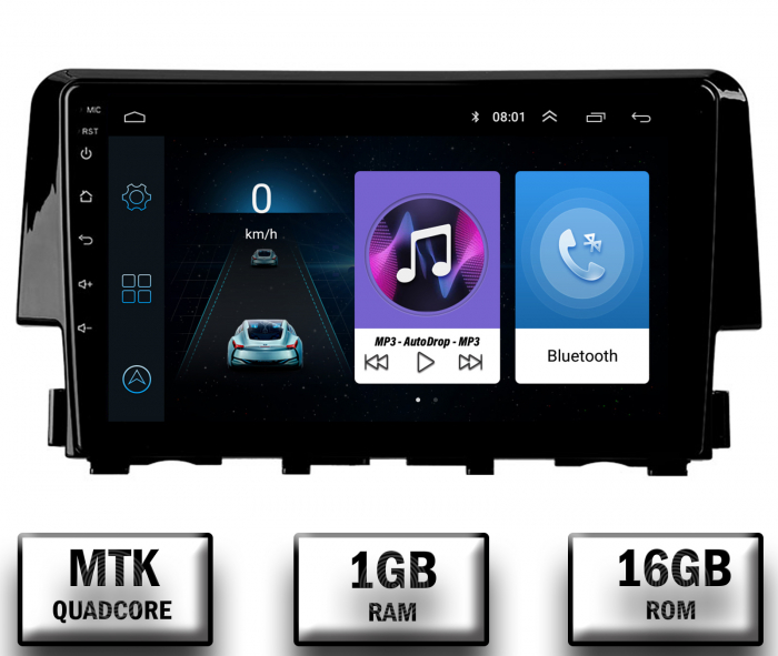 Navigatie Honda Civic (2015+), Android 10, P-Quadcore   1GB RAM + 16GB ROM, 9 Inch - AD-BGP9001+AD-BGRKIT004