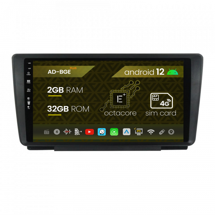 Navigatie Skoda Octavia 2, Android 12, E-Octacore   2GB RAM + 32GB ROM, 9 Inch - AD-BGE9002+AD-BGRKIT038