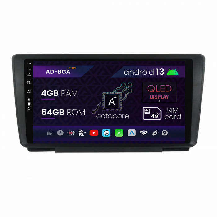 Navigatie Skoda Octavia 2, Android 13, A-Octacore   4GB RAM + 64GB ROM, 9 Inch - AD-BGA9004+AD-BGRKIT038
