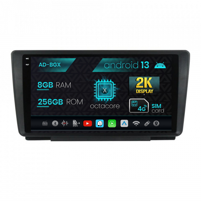 Navigatie Skoda Octavia 2, Android 13, X-Octacore   8GB RAM + 256GB ROM, 9.5 Inch - AD-BGX9008+AD-BGRKIT038