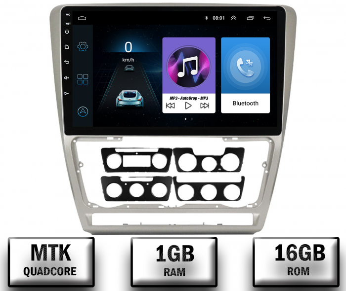 Navigatie Skoda Octavia 2, Android 10, P-Quadcore 1GB RAM + 16GB ROM, 10.1 Inch - AD-BGP10001+AD-BGRKIT030