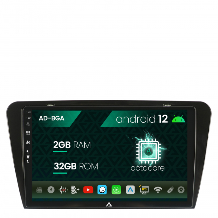 Navigatie Skoda Octavia 3 (2013-2018), Android 13, A-Octacore 2GB RAM + 32GB ROM, 10.1 Inch - AD-BGA10002+AD-BGRKIT026