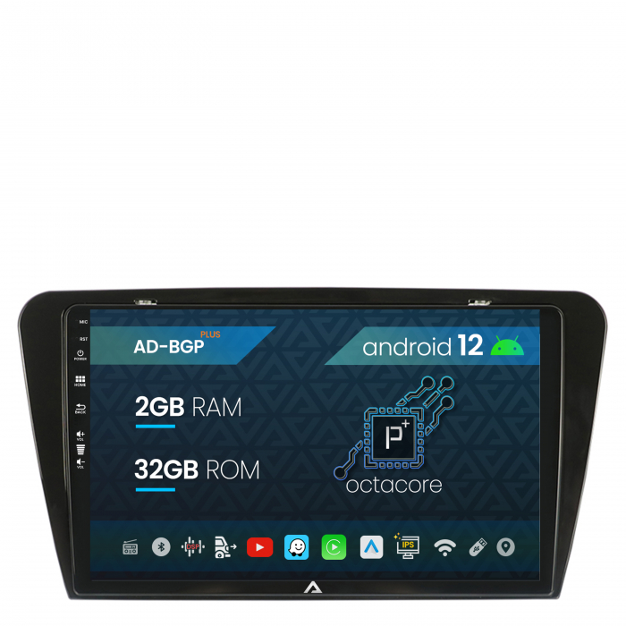 Navigatie Skoda Octavia 3 (2013-2018), Android 12, P-Octacore 2GB RAM + 32GB ROM, 10.1 Inch - AD-BGP10002+AD-BGRKIT026