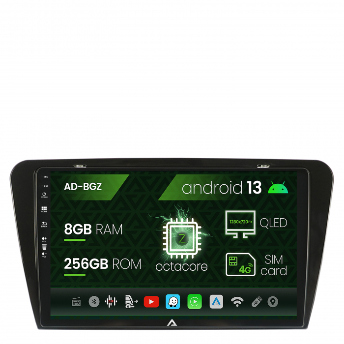 Navigatie Skoda Octavia 3 (2013-2018), Android 13, Z-Octacore 8GB RAM + 256GB ROM, 10.1 Inch - AD-BGZ10008+AD-BGRKIT026