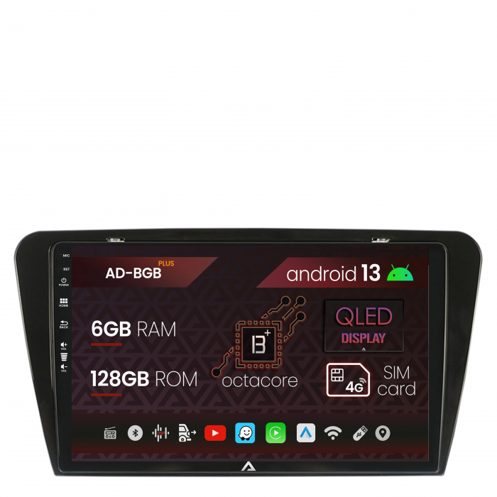 Navigatie Skoda Octavia 3 (2013-2018), Android 13, B-Octacore 6GB RAM + 128GB ROM, 10.1 Inch - AD-BGB10006+AD-BGRKIT026