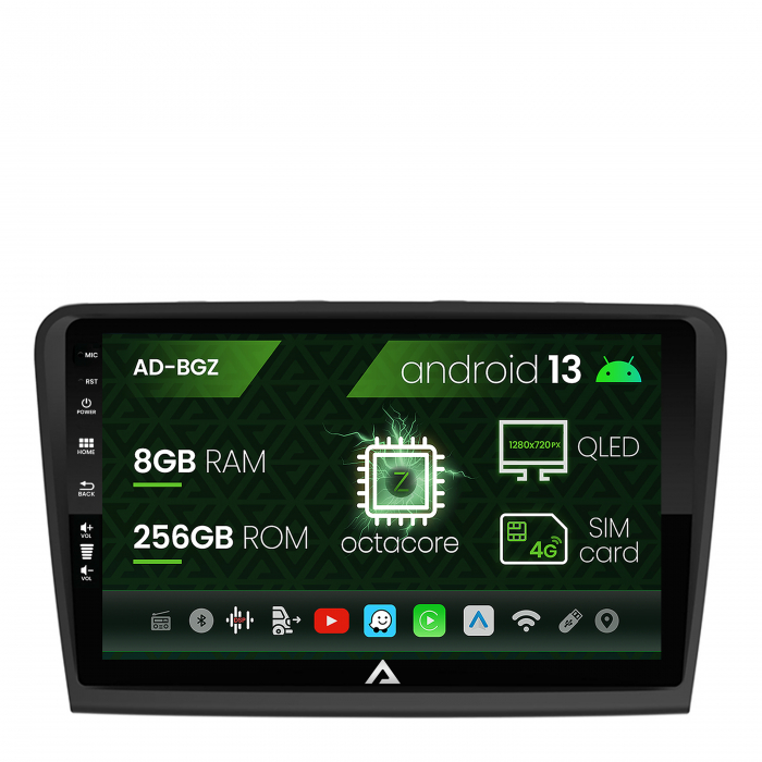 Navigatie Skoda Superb 2 (2008-2015), Android 13, Z-Octacore 8GB RAM + 256GB ROM, 10.1 Inch - AD-BGZ10008+AD-BGRKIT043