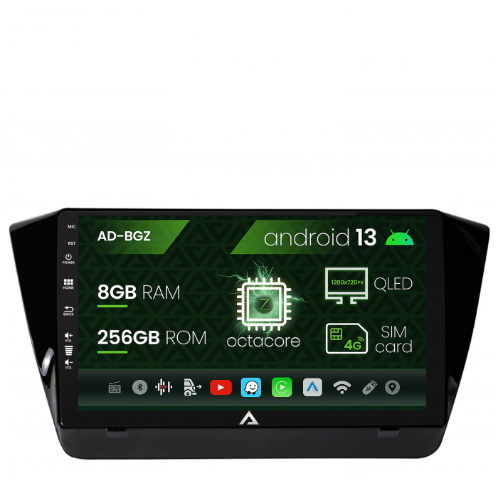 Navigatie Skoda Superb 3 (2015+), Android 13, Z-Octacore 8GB RAM + 256GB ROM, 10.1 Inch - AD-BGZ10008+AD-BGRKIT034