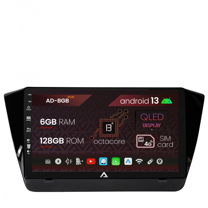 Navigatie Skoda Superb 3 (2015+), Android 13, B-Octacore 6GB RAM + 128GB ROM, 10.1 Inch - AD-BGB10006+AD-BGRKIT034