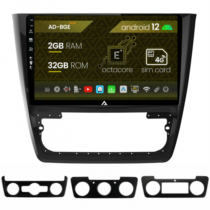 Navigatie Skoda Yeti, Android 12, E-Octacore   2GB RAM + 32GB ROM, 10.1 Inch - AD-BGE10002+AD-BGRKIT040