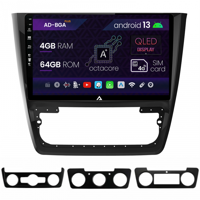 Navigatie Skoda Yeti, Android 13, A-Octacore   4GB RAM + 64GB ROM, 10.1 Inch - AD-BGA10004+AD-BGRKIT040