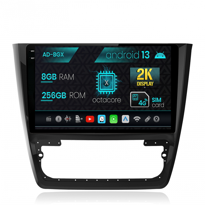 Navigatie Skoda Yeti, Android 13, X-Octacore 8GB RAM + 256GB ROM, 10.36 Inch - AD-BGX10008+AD-BGRKIT040