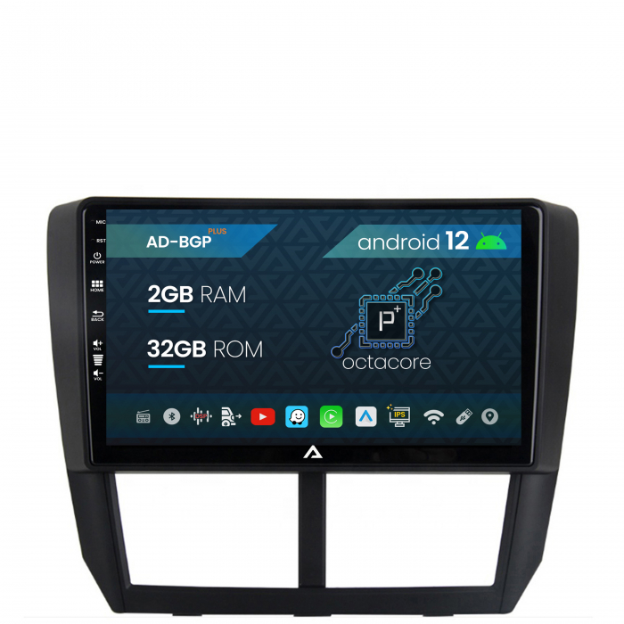 Navigatie Subaru Forester (2007-2013), Android 12, P-Octacore 2GB RAM + 32GB ROM, 9 Inch - AD-BGP9002+AD-BGRKIT333