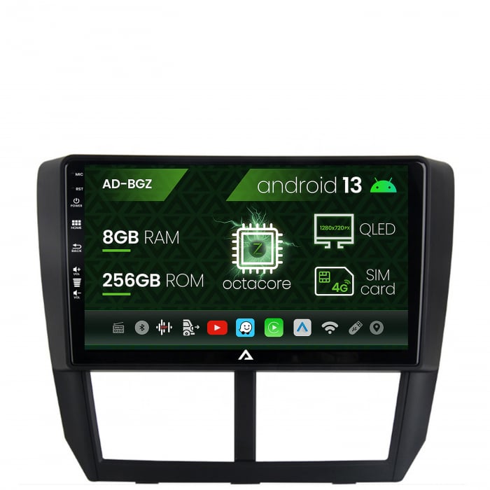 Navigatie Subaru Forester (2007-2013), Android 13, Z-Octacore 8GB RAM + 256GB ROM, 9 Inch - AD-BGZ9008+AD-BGRKIT333