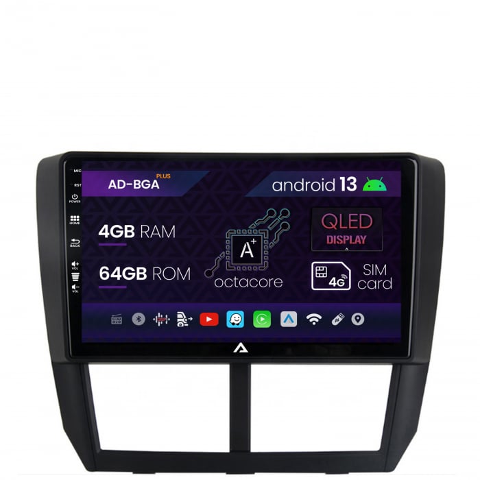 Navigatie Subaru Forester (2007-2013), Android 13, A-Octacore 4GB RAM + 64GB ROM, 9 Inch - AD-BGA9004+AD-BGRKIT333