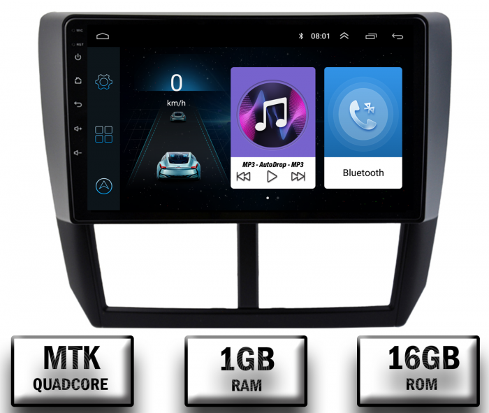 Navigatie Subaru Forester (2007-2013), Android 10, P-Quadcore   1GB RAM + 16GB ROM, 9 Inch - AD-BGP9001+AD-BGRKIT332