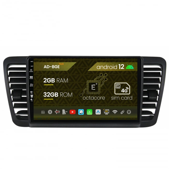 Navigatie Subaru Legacy (2004-2010), Android 12, E-Octacore 2GB RAM + 32GB ROM, 9 Inch - AD-BGE9002+AD-BGRKIT338